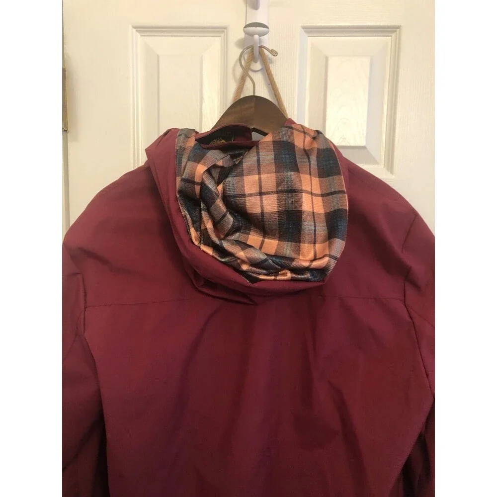 Leduntino Find Your Own Way‎ Windbreaker Hooded Waterproof Jacket Maroon Med.
